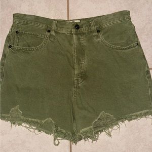 Free People, We The Free, Green Denim Shorts, Size 30